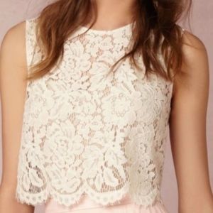NEW Women Cleo Lace Sleeveless Crop Top by Jenny Yoo BHLDN White Open Back XL